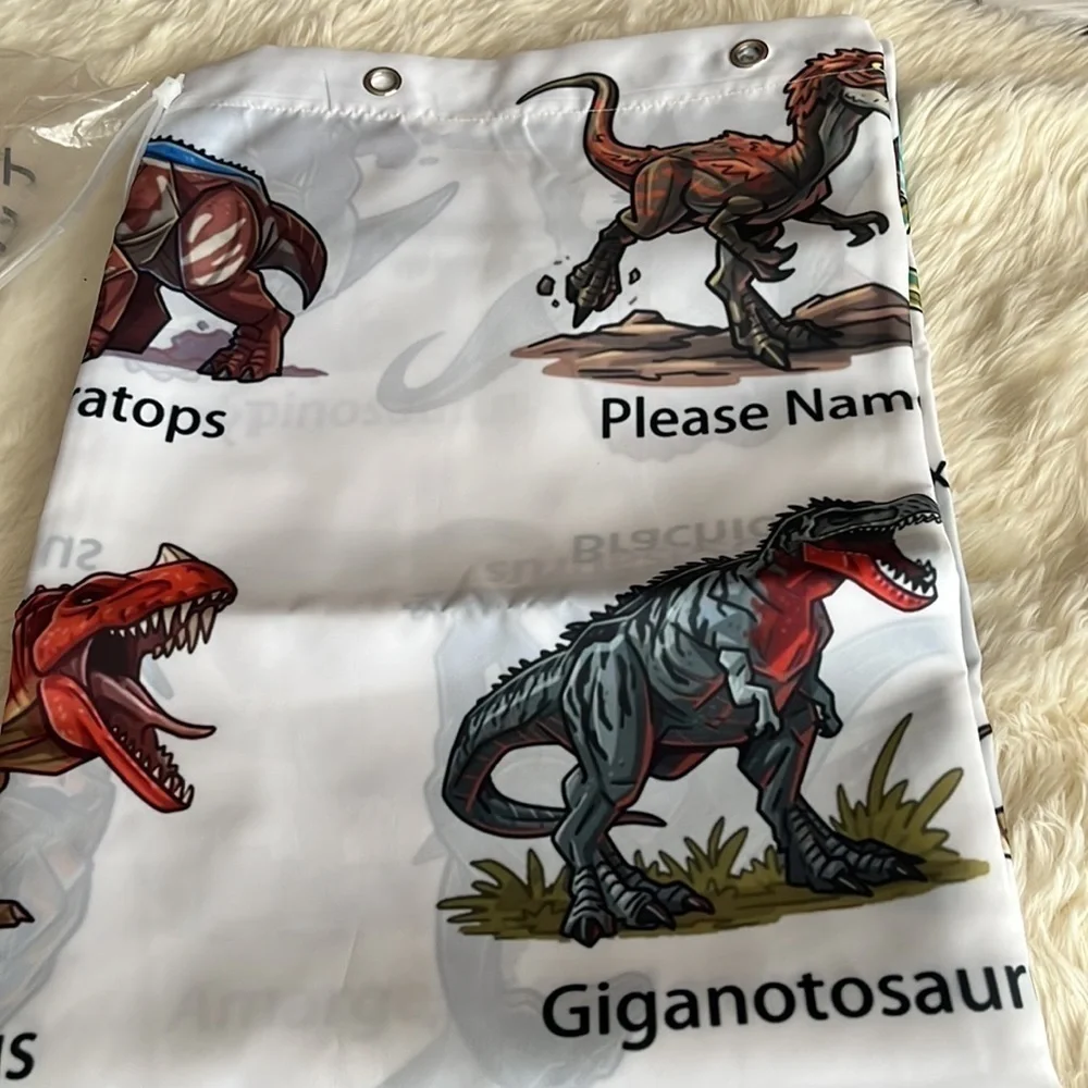 Three in Dinosaur shower curtain one size 18 why with different many Colors